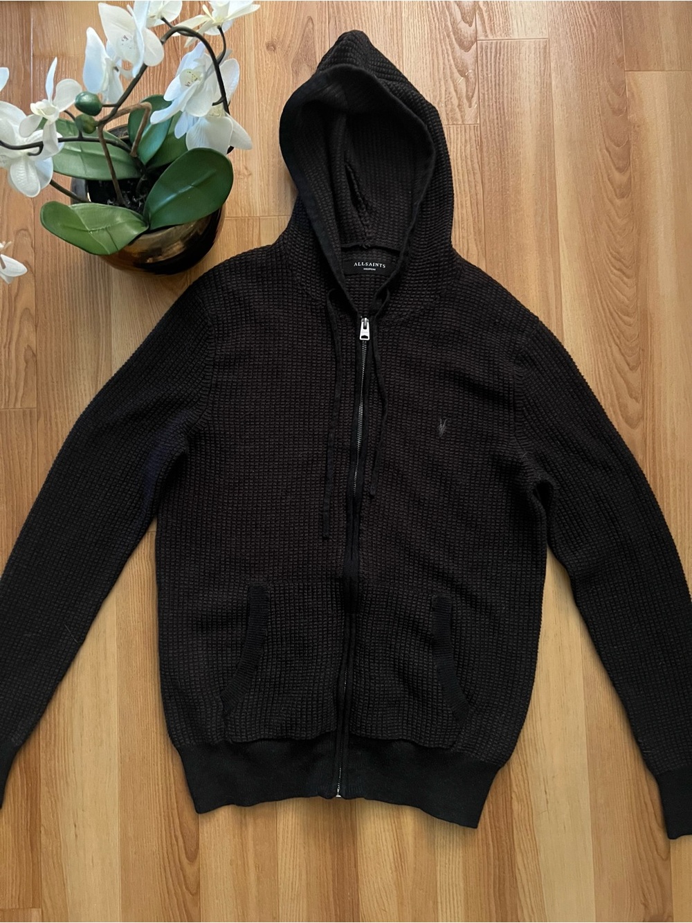 BRAND NEW! All Saints Knit Hooded Zip Sweater